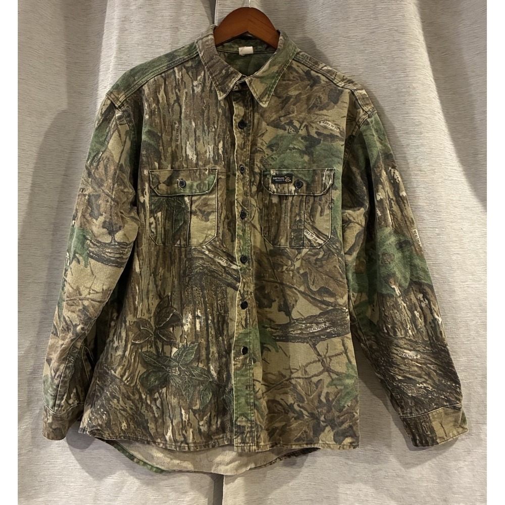 Vintage Rattlers Brand Mens Camouflage LS Button Down Hunting Shirt Realtree